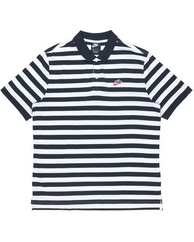 Nike Stripe Short Sleeve Polo Polo Shirt - Blue