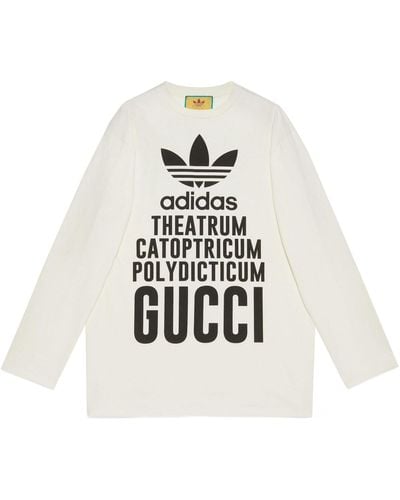 Gucci X Adidas Oversized Cotton Jersey Long Sleeve T-shirt - White