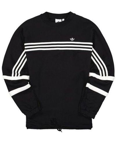 adidas Originals Retro Stripe Sports Round Neck Pullover - Black