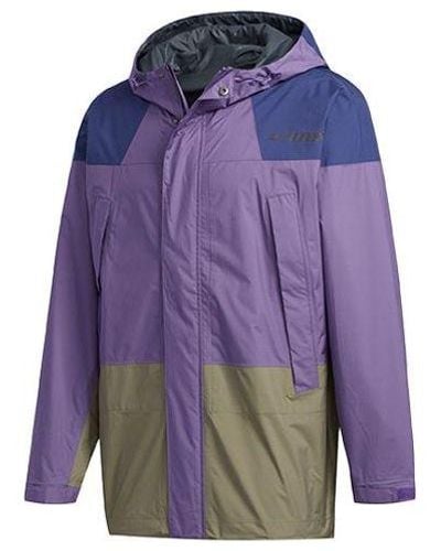 adidas Terrex Xplr Rain 2.5 J Outdoor Sports Waterproof Colorblock Hooded Jacket - Purple