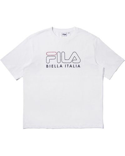 Fila Logo Printing Athleisure Casual Sports Round Neck Short Sleeve Couple Style - White