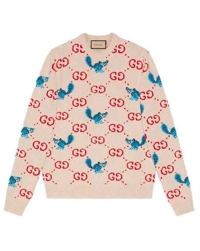 Gucci X Freya Hartas gg Animal Wool Sweater - Pink
