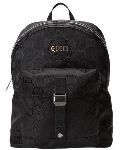 Gucci Off The Grid Otg Environmental Friendly Series Logo Leather Logo Nylon Schoolbag Backpack - Black