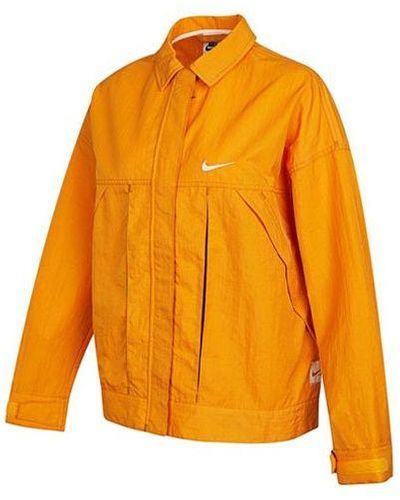 Nike Sportswear Swoosh Back Logo Printing Woven Jacket - Orange