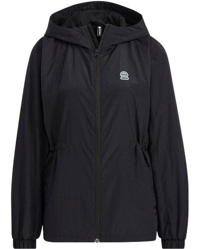 adidas Neo Woven Hooded Training Windbreaker Jackets - Black
