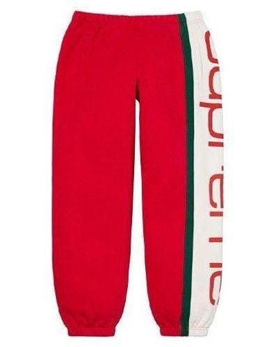Supreme Big Logo Paneled Sweatpants - Red