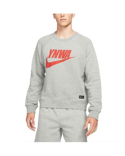 Nike Logo Casual Sports Round Neck Pullover Gray