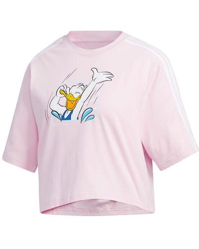 adidas Neo X Disney Crossover Donald Duck Pattern Sports Short Sleeve Pink