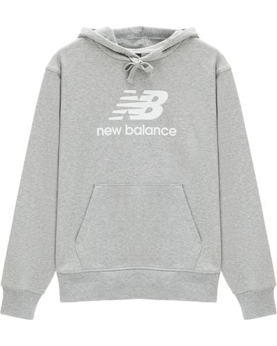 New Balance Stacked Logo French Terry Hoodie Asia Sizing - Gray