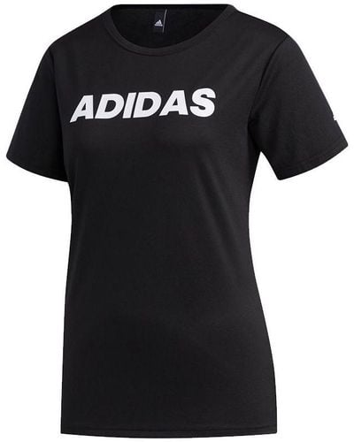 adidas Mh Cap Lin T Contrasting Colors Alphabet Printing Sports Short Sleeve - Black