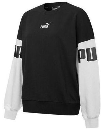 PUMA Power Color Blocking Crew Logo Printing Sweatshirtblack