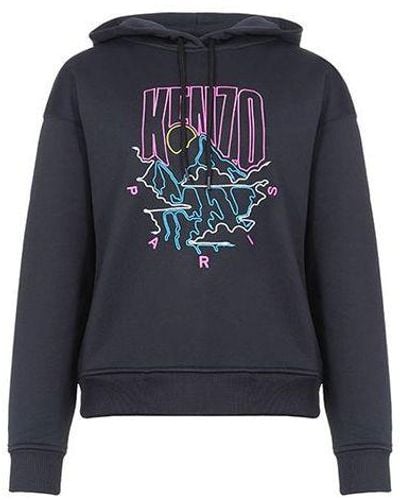 KENZO Abstract Embroidered Pattern Hoodie - Blue
