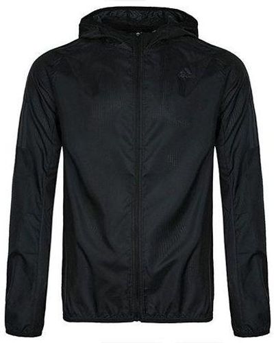 adidas Own The Run Jkt Running Athleisure Casual Sports Hooded Zipper Jacket - Black