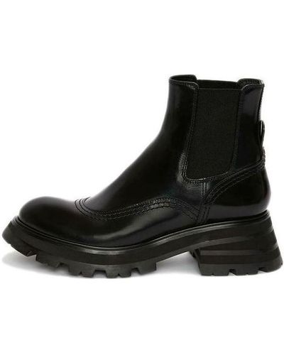 Alexander McQueen Leather Chelsea Ankle Boots - Black