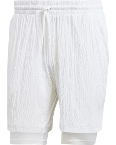 adidas Aeroready Pro Two-in-one Seersucker Tennis Shorts - White