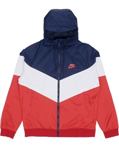 Nike Sportswear Windrunner Casual Hooded Track Jacket Navy Blue - Red