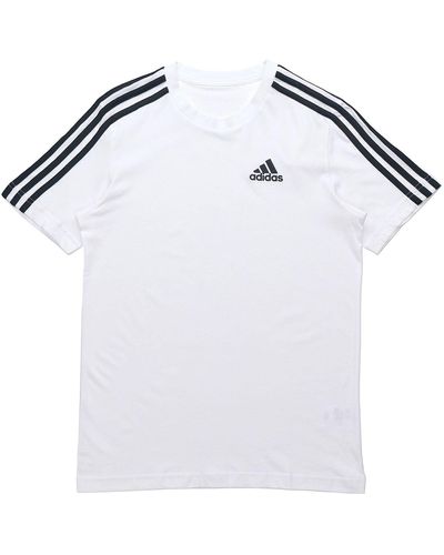 adidas M 3s Sj T Sports Training Stripe Round Neck Short Sleeve - White