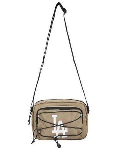 MLB String Drawstring Series La Los Angeles Dodgers Logo Shoulder Messenger Bag Fanny Pack Cargo Khaki - Metallic