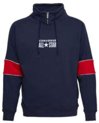 Converse All Star Funnel Neck Quarter Zip Crew Sweatshirt - Blue