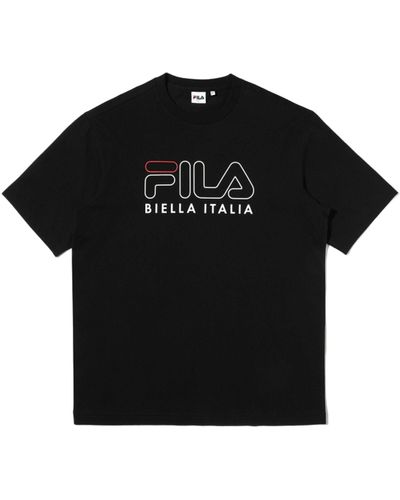 Fila Logo Printing Athleisure Casual Sports Round Neck Short Sleeve - Black