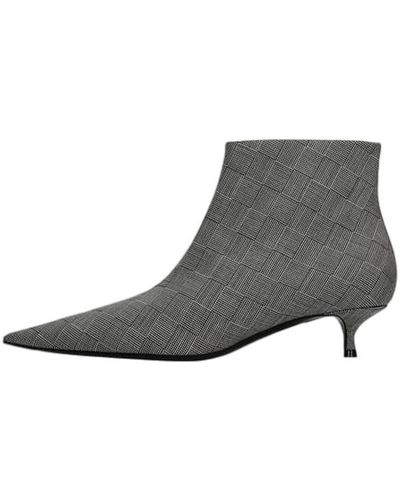 Balenciaga Wool Checked Knife Pointy Toe Boots - Gray