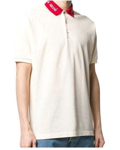 Gucci Alphabet Embroidered Short Sleeve Polo Y White - Natural