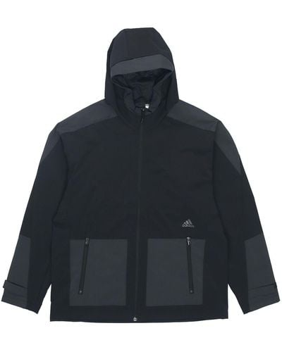 adidas Sports Training Woven Windproof Hooded Logo Jacket - Black