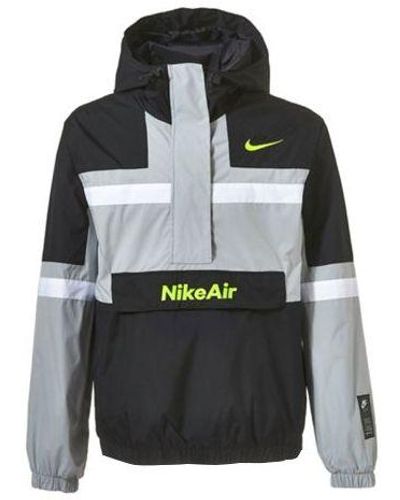 Nike Air Half Zipper Splicing Woven Sports Jacket Black Gray