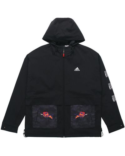 adidas Cny Jkt Training Sports Hooded Fleece Lined Jacket - Black