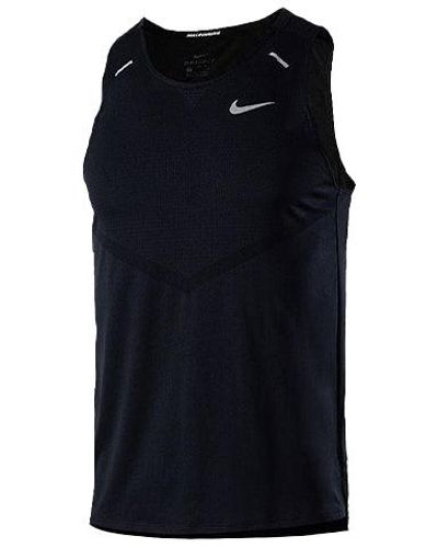 Nike Dri-fit Rise 365 Reflective Logo Printing Running Sports Vest - Black