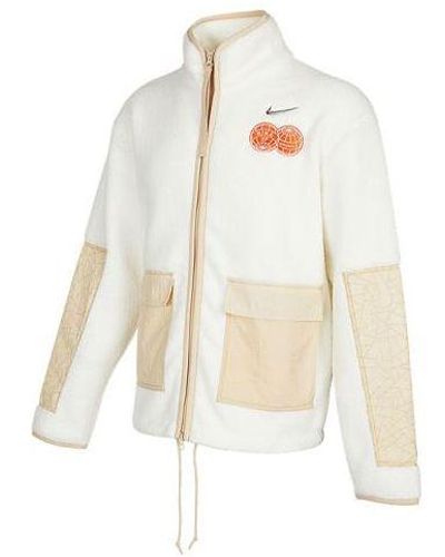 Nike Cny Chinese New Year's Edition Contrast Color Stitching Loose Sports Stand Collar Jacket Beige - White