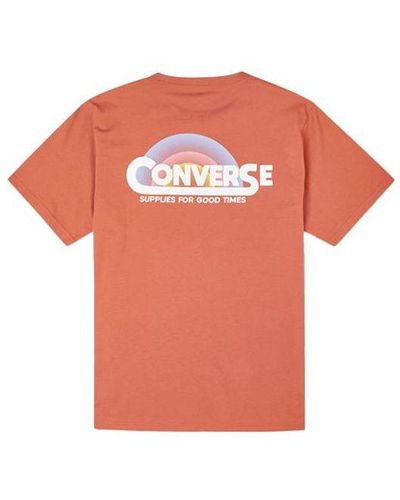 Converse Rainbow Logo Printing Knit Sports Short Sleeve - Orange