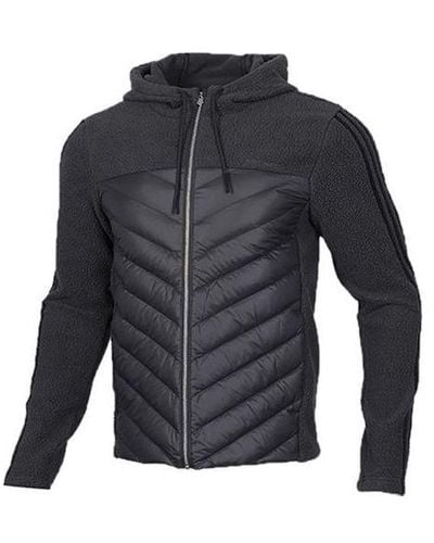 adidas Neo M Dly Dwn Jkt Sports Splicing Fleece Hooded Down Jacket Gray - Blue