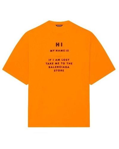 Balenciaga Fw21 Hi My Name Is Wide Fit Alphabet Printing Retro Knit Short Sleeve - Orange