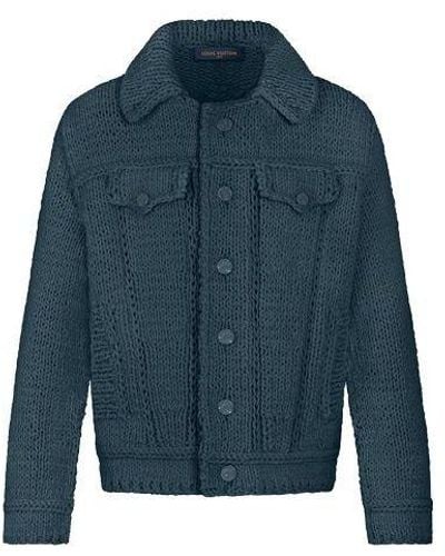 Louis Vuitton Lv Button-up Knitted Jacket Navy - Blue
