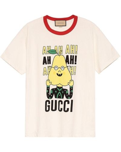 Gucci X Pablo Delcielo Pear Print Cotton T-shirt - White
