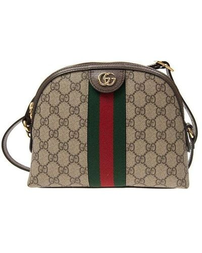 Gucci Ophidia Gold Logo Retro gg Stripe Webbing Canvas Shoulder Messenger Bag Small - Natural