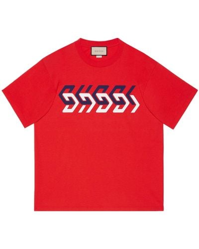 Gucci Cotton Jersey T-shirt With Mirror Print - Red