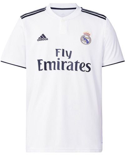 adidas Real Madrid 18-19 Season Fan Edition Home Alphabet Logo Stripe Sports Soccer - White