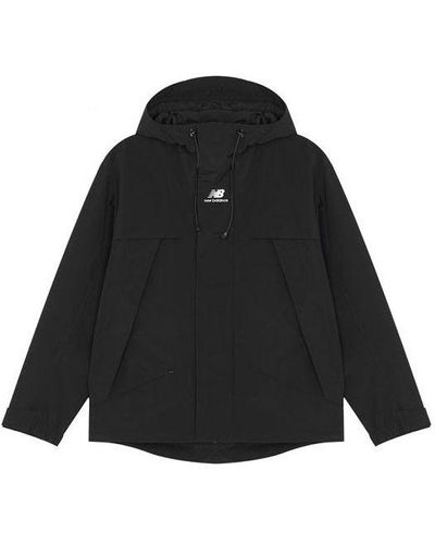 New Balance Logo Ss22 Embroidered Colorblock Hooded Jacket - Black