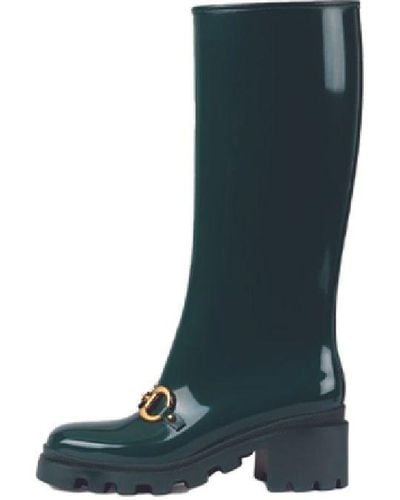 Gucci Rubber Horsebit Tall Boots - Green