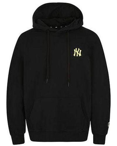 MLB Ny Hooded Loose Large Logo Printing Sports Long Sleeves - Black