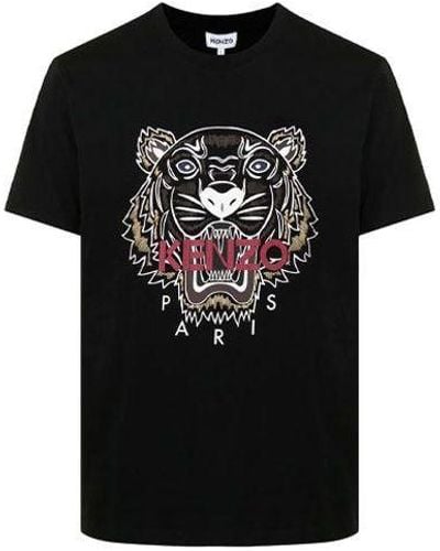 KENZO Tiger Head Printing Round Neck Short Sleeve T-shirt - Black