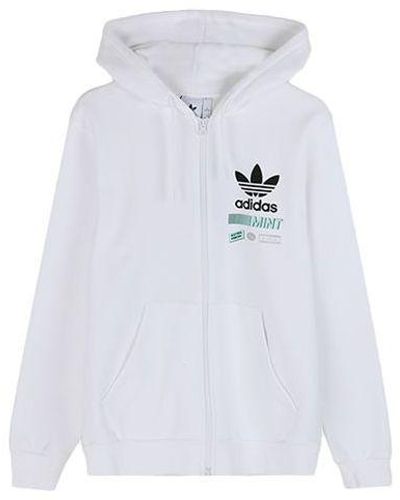 adidas Originals Bodega Fzhood Logo Printing Sports Hooded Jacket - White