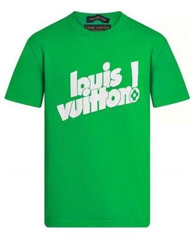 Louis Vuitton Round Neck Logo Alphabet Printing Classic Short Sleeve - Green
