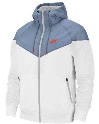 Nike Splicing Woven Hooded Jacket White Blue Splicing