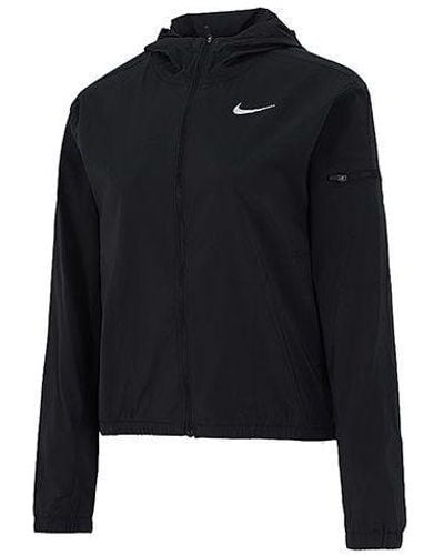 Nike Small Label Solid Color Logo Hooded Jacket - Black