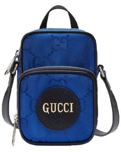 Gucci Off The Grid Otg Environmental Friendly Series Logo Leather Logo Nylon Handbag Mini Black - Blue