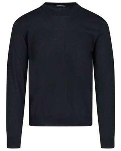 Balenciaga Back Print Interlocked Bb Sweatshirt - Blue