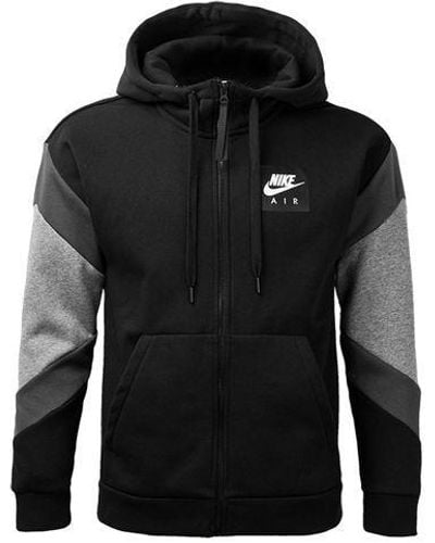 Nike Air Logo Color Block Casual Sports Hooded Jacket - Black
